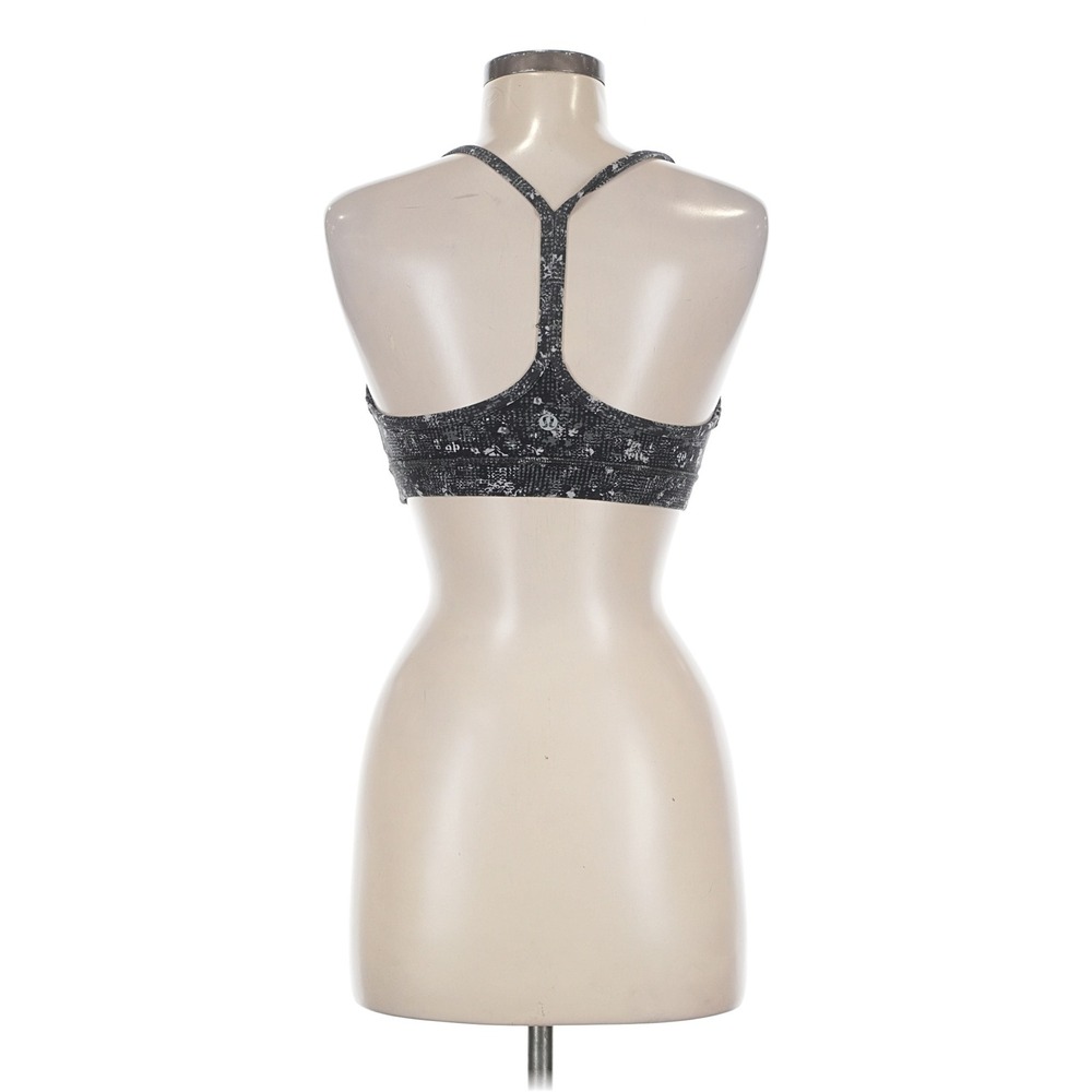 Lululemon Flow Y Bra Light Support Black White Digital Floral Print Size 8 - Picture 4 of 14